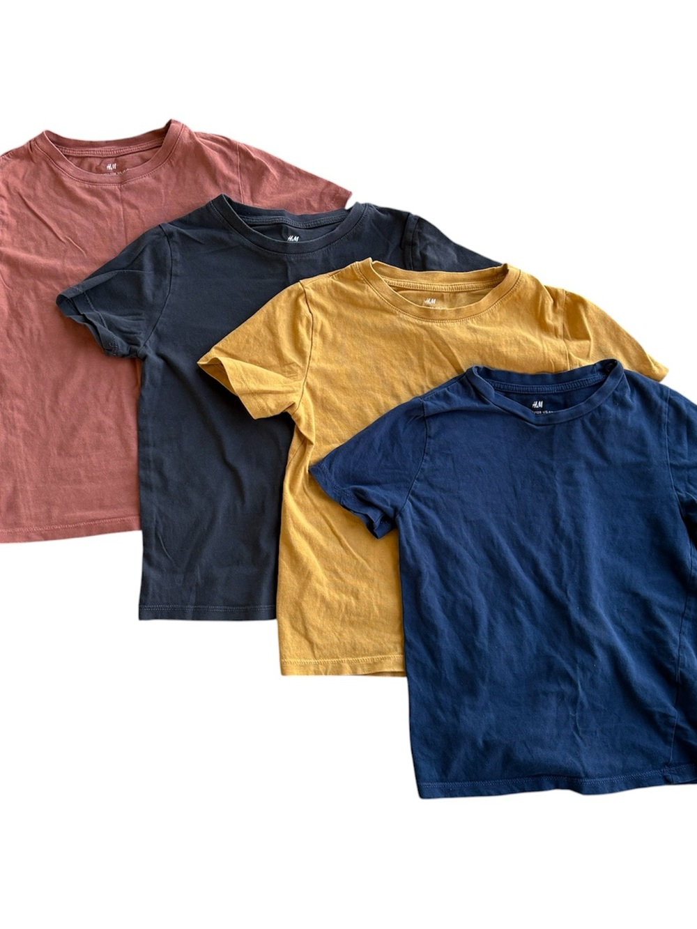 H&M Kids Short Sleeve Tees in Rust, Charcoal, Mustard & Navy